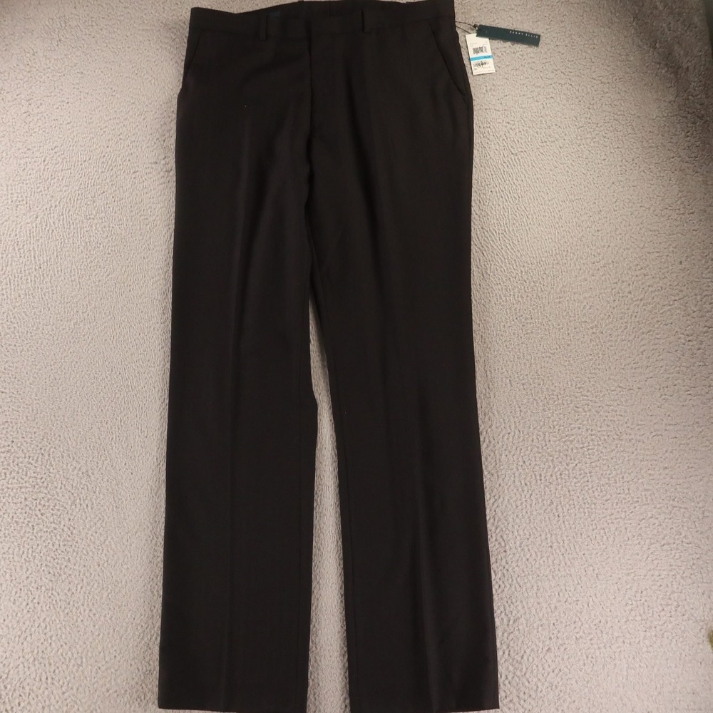 Perry Ellis Pants Mens 38x34 Black Polyester Dress Pants Slacks Trousers NEW